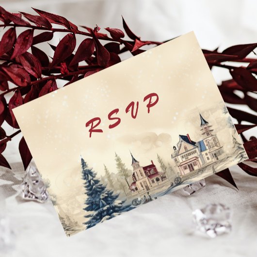 Romantische Winterhochzeit RSVP Karte