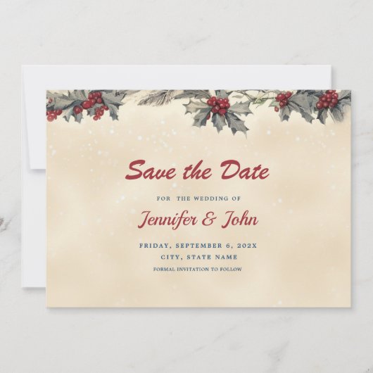 Romantische Winterhochzeit Save The Date (Vorderseite)