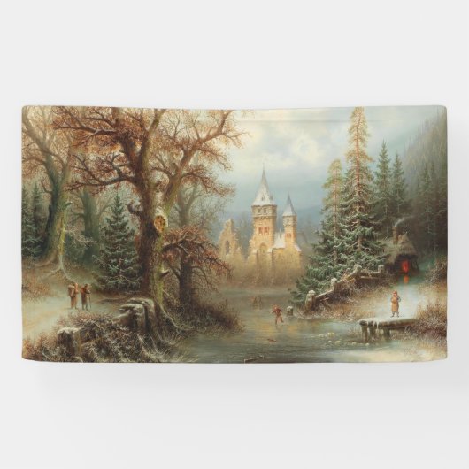 Romantische Winterlandschaft mit Eis-Skatern Banner (Horizontal)