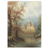 Romantische Winterlandschaft mit Eis-Skatern Klemmbrett (Rückseite)