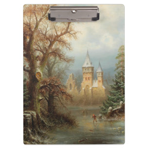 Romantische Winterlandschaft mit Eis-Skatern Klemmbrett