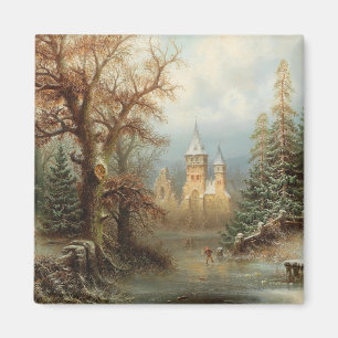 Romantische Winterlandschaft mit Eis-Skatern Magnet