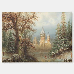 Romantische Winterlandschaft mit Eis-Skatern Magnet