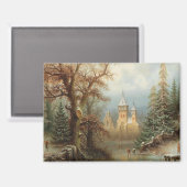 Romantische Winterlandschaft mit Eis-Skatern Magnet (Vorderseite/Rückseite)