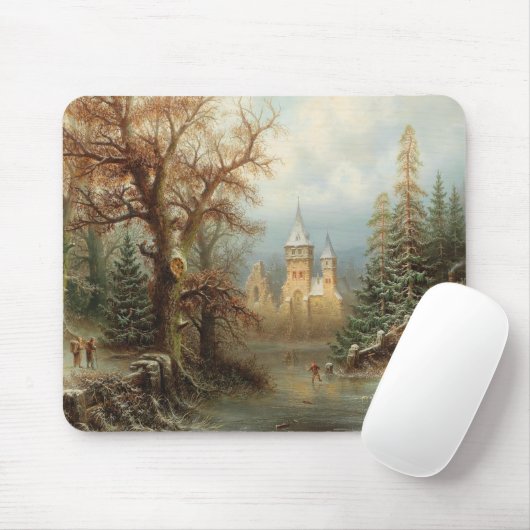 Romantische Winterlandschaft mit Eis-Skatern Mousepad (Mit Mouse)