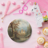 Romantische Winterlandschaft mit Eis-Skatern Pappteller (Party)