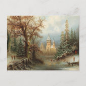 Romantische Winterlandschaft mit Eis-Skatern Postkarte (Vorderseite)