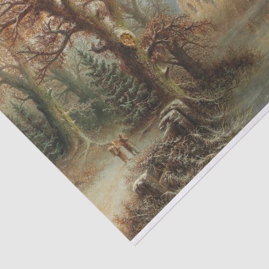 Romantische Winterlandschaft mit Eis-Skatern Seidenpapier (Ausschnitt)