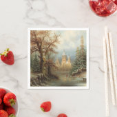 Romantische Winterlandschaft mit Eis-Skatern Serviette (Beispiel)