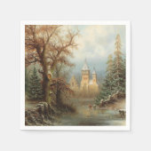 Romantische Winterlandschaft mit Eis-Skatern Serviette (Vorderseite)