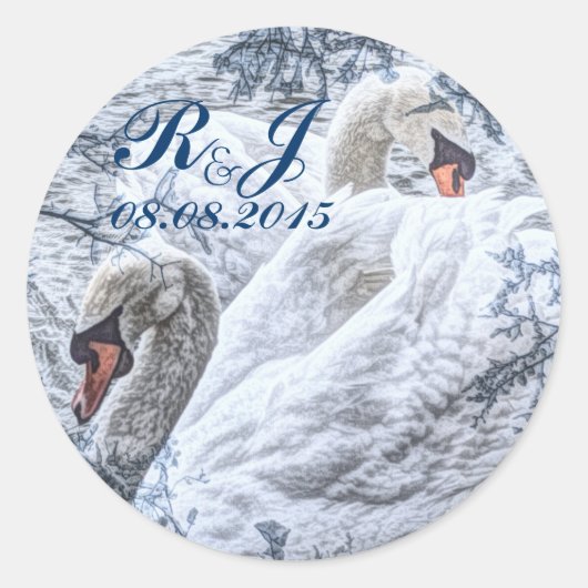 romantische Wintermesse Weißschwan Runder Aufkleber (Vorderseite)