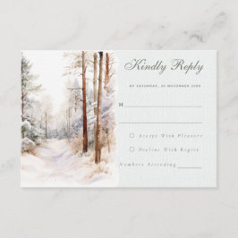 Romantische Winterwaldhochzeit RSVP Card Begleitkarte