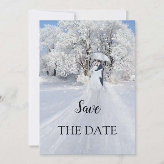 Romantische Winterwonderland Save the Date Karte (Vorderseite)