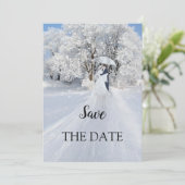Romantische Winterwonderland Save the Date Karte (Stehend Vorderseite)