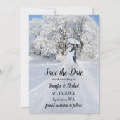 Romantische Winterwonderland Save the Date Karte (Rückseite)