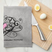 Romantische Wirbel und Herzen Geschirrtuch (Viertel Falte)