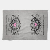 Romantische Wirbel und Herzen Geschirrtuch (Horizontal)