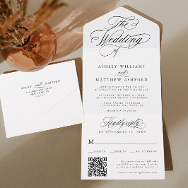 Romantische Wirble Kalligrafie-Hochzeit All In One Einladung