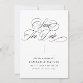 Romantische Wirble Kalligrafie - QR-Code-Foto Save The Date (Vorderseite)