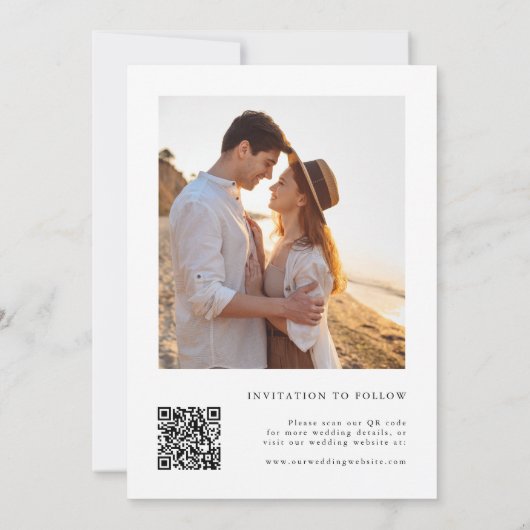 Romantische Wirble Kalligrafie - QR-Code-Foto Save The Date (Rückseite)