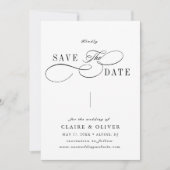 Romantische Wirble Kalligrafie Schwarz/Weiß Save The Date (Vorderseite)