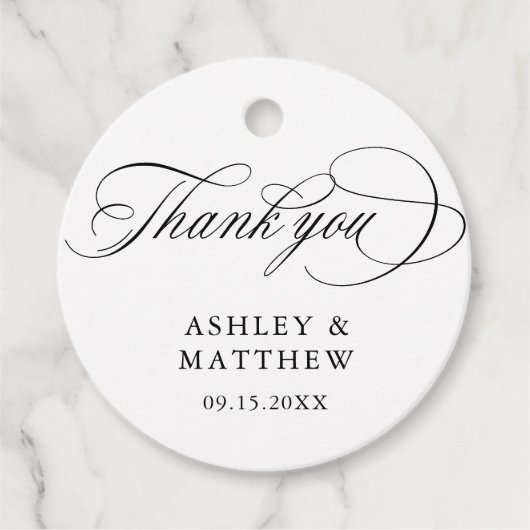 Romantische Wirble Kalligraphie Hochzeit Vielen Da Geschenkanhänger (Vorderseite)