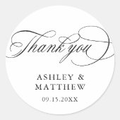 Romantische Wirble Kalligraphie Hochzeit Vielen Da Runder Aufkleber (Vorderseite)