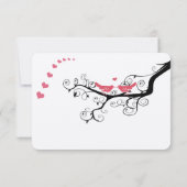 Romantische Wirble Rosa Lovebird Tree Wedding RSVP Karte (Rückseite)