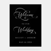 Romantische Wirble Script Hochzeit Willkommen Schw Acrylschild (Vorderseite)