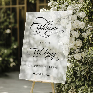 Romantische Wirble Script Wedding Willkommen Matti Acrylschild