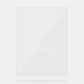 Romantische Wirble White Script Hochzeit Willkomme Acrylschild (Vorderseite)