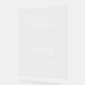 Romantische Wirble White Script Hochzeit Willkomme Acrylschild (Winkel)