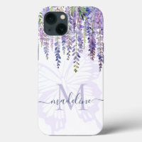 Romantische Wisteria Butterfly Monogram Script Nam