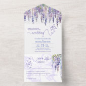 Romantische Wisteria Garden Hochzeit mit Menü All In One Einladung (Innen Boden)