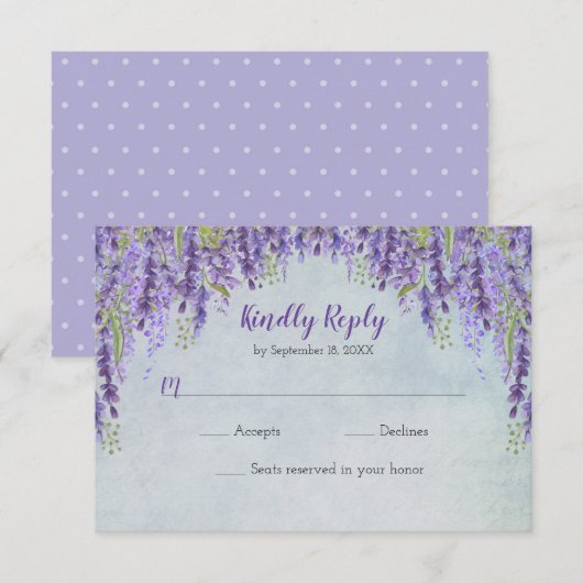 Romantische Wisteria Garden Hochzeit RSVP Karte (Vorne/Hinten)