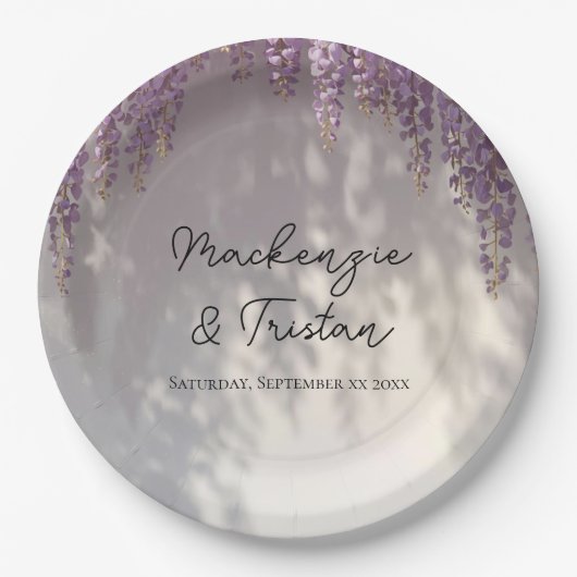 Romantische Wisteria-Hochzeit Pappteller (Vorderseite)