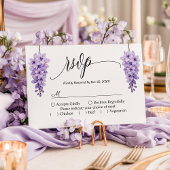 Romantische Wisteria Script Floral Wedding RSVP Ca