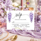 Romantische Wisteria Script Floral Wedding RSVP Ca Karte