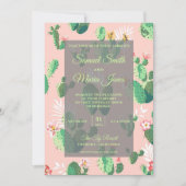 Romantische Wüstenflorenkaktus für Hochzeiten Einladung (Vorderseite)
