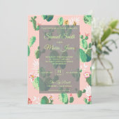 Romantische Wüstenflorenkaktus für Hochzeiten Einladung (Stehend Vorderseite)