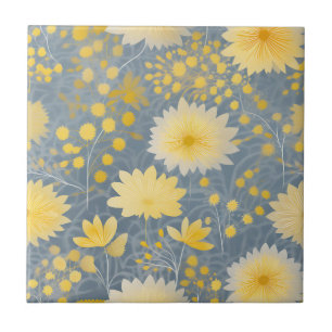Romantische Yellow Chrysanthemum Petals Fliese