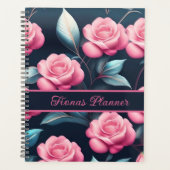 romantische, zarte, rosa Rosen Muster Planer (Vorderseite)
