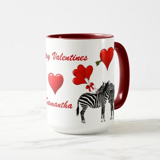 Romantische Zebra-Liebe Tasse (VorderseiteRechts)