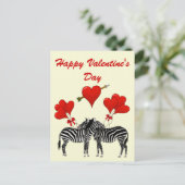 Romantische Zebras und Herzen Valentines Feiertagspostkarte (Stehend Vorderseite)