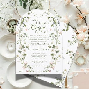 Romantische zeitlose florale elegante Hochzeit Einladung