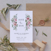 Romantische zeitlose Pfingstrosen Eukalyptus Hochz Save The Date
