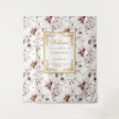 Romantische zeitlose, rosafarbene Hochzeitskulisse Wandteppich (Vorderseite)