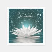 Romantische Zen White Lotus & Hearths Personalisie Serviette (Vorderseite)