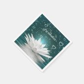 Romantische Zen White Lotus & Hearths Personalisie Serviette (Ecke)