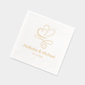 Romantische Zwei Herzen Individuelle Name & Datum Servietten Mit Folie (Links)